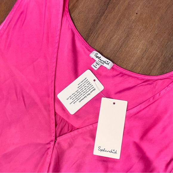 NWT Splendid Pink Satin Sleeveless Draped Wrap Top Size L - Picture 5 of 8